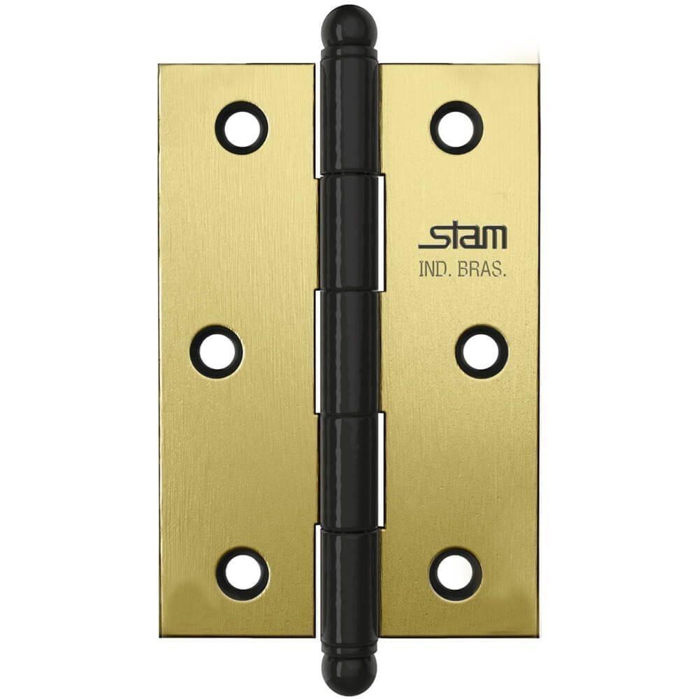 Dobradiça Pino E Bola 3.1-2" X 2.5-16" X 1,7mm Oxidado Sem Anel E Com Canto Reto - 42031 - Stam - 1