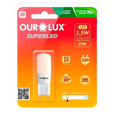 Super Led G9 2,5 Watts 220 Volts 2700k Fosca - 20158 - Ourolux Superled G9 2,5w 220v 2700k Fosca 300º Ourolux