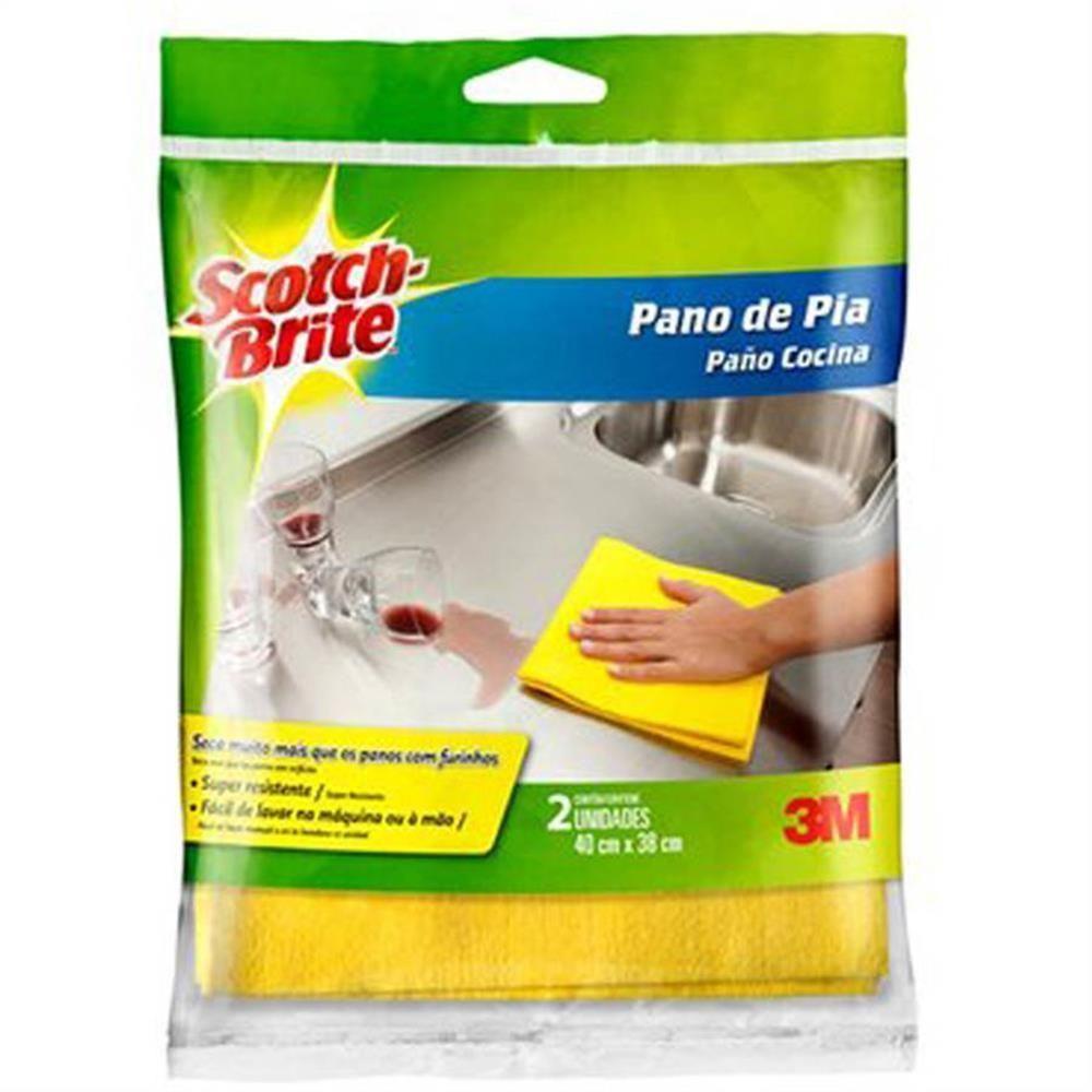 Pano De Pia Scotch Brite Amarelo 2 Unidades - Hb004262174 - 3m Pano Sb Pia Amar.c-2 Panos 3m Hb004262174 - 1