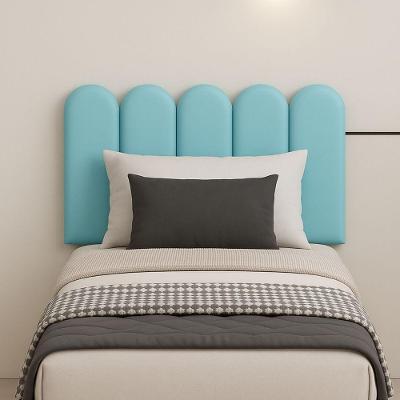 Cabeceira Nuvem Estofada Solteiro 5 Placas Em Suede 45x20cm Azul Bebe