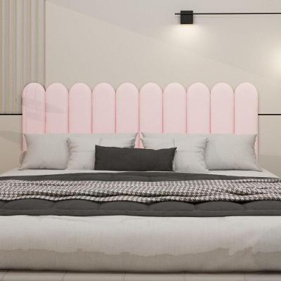 Cabeceira Nuvem Estofada King Size 10 Placas Em Suede 45cm Rosa Bebe