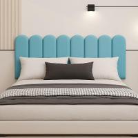 Cabeceira Nuvem Estofada Queen Size 8 Placas Em Suede 45cm Azul Bebe - 1