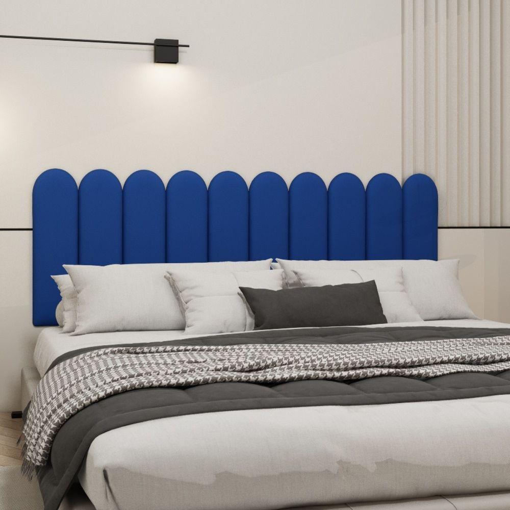 Cabeceira King Size Nuvem Pratica E Moderna 10 Placas 60cm Azul Marinho - 2