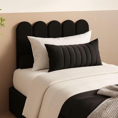 Cabeceira Solteiro Design Nuvem 45cm 5 Placas Em Suede Macio Preto