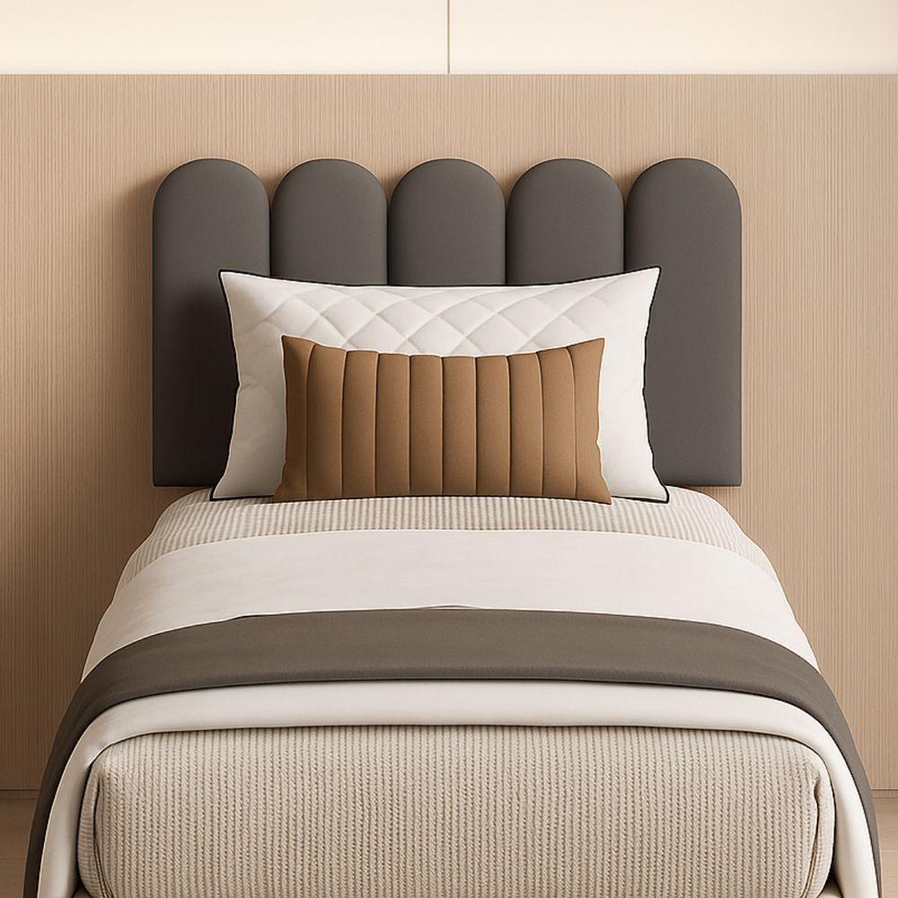 Cabeceira Solteiro Nuvem Pratica E Moderna Com 5 Placas 60cm Chumbo - 1