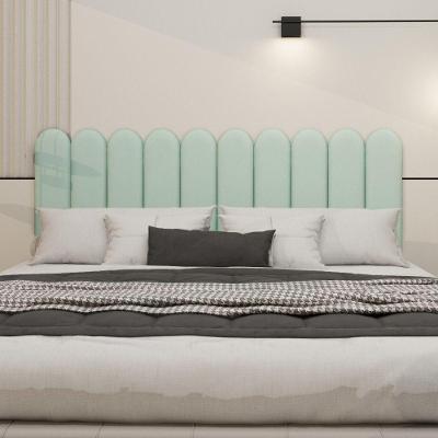 Cabeceira Nuvem Estofada King Size 10 Placas Em Suede 45cm Verde Claro