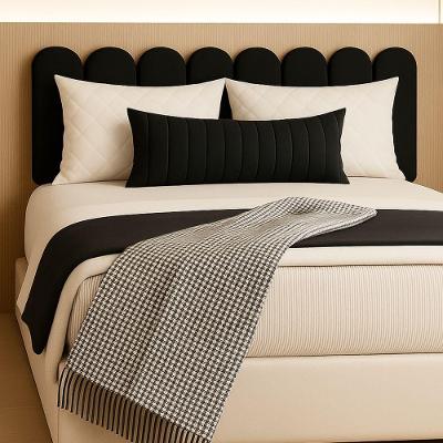 Cabeceira Queen Size Design Nuvem 45x20cm 8 Placas Em Suede Preto