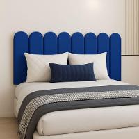 Cabeceira Queen Size Design Nuvem 45x20cm 8 Placas Em Suede Azul Marinho - 1