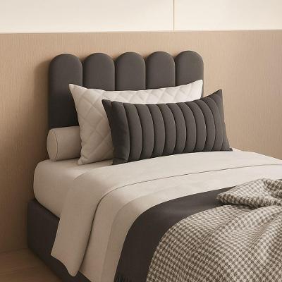 Cabeceira Solteiro Design Nuvem 45cm 5 Placas Em Suede Macio Chumbo