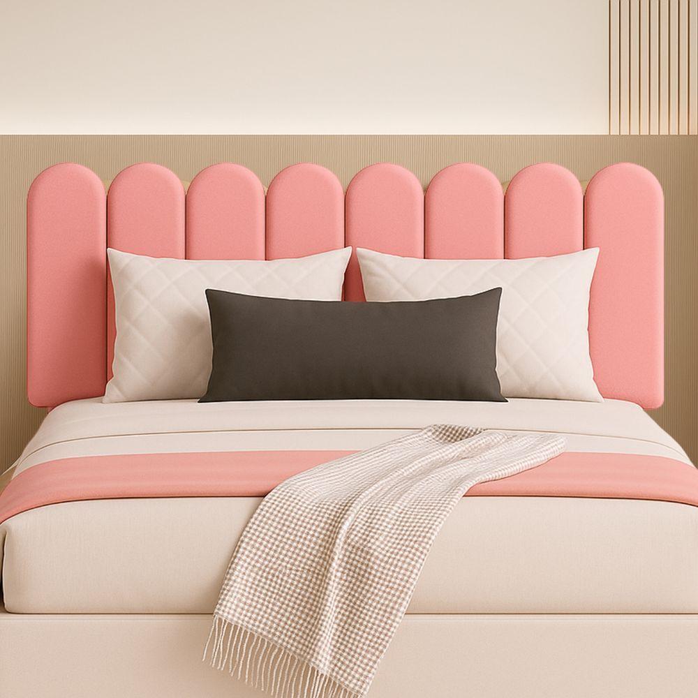 Cabeceira Nuvem Suede Queen Size Com 8 Placas Macias 60x20cm Goiaba - 5