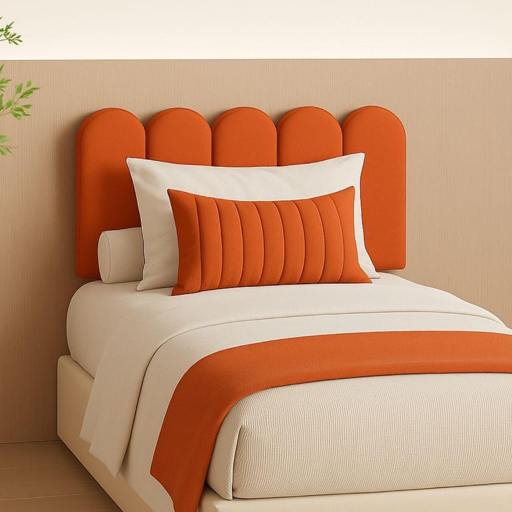 Cabeceira Solteiro Nuvem Pratica E Moderna Com 5 Placas 60cm Terracota - 5