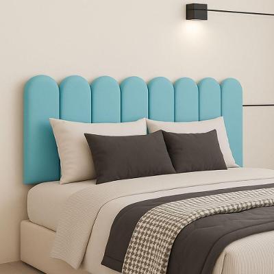 Cabeceira Queen Size Design Nuvem 45x20cm 8 Placas Em Suede Azul Bebe