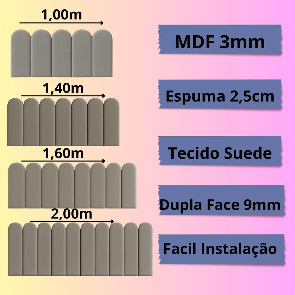 Cabeceira King Size Design Nuvem 45cm 10 Placas Em Suede Preto - 4