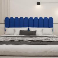 Cabeceira King Size Design Nuvem 45cm 10 Placas Em Suede Azul Marinho - 2