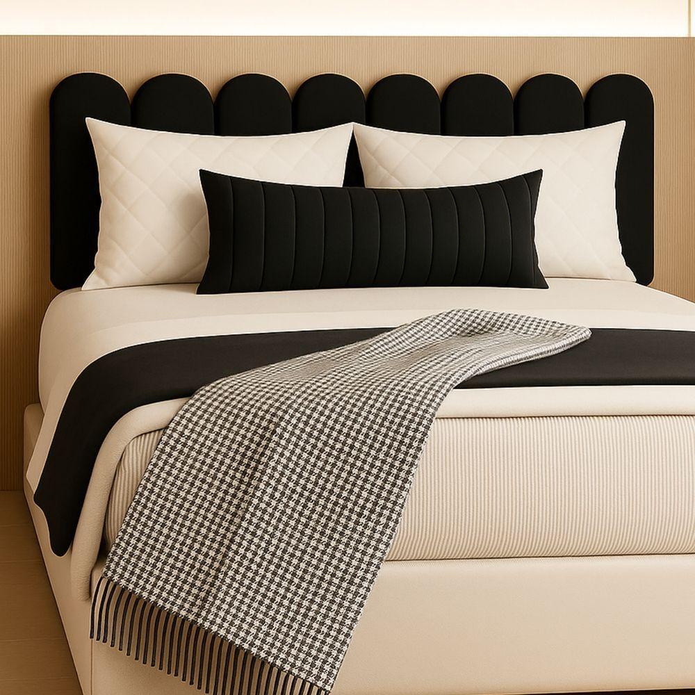 Cabeceira Queen Size Nuvem Pratica E Moderna 8 Placas 60cm Preto - 4