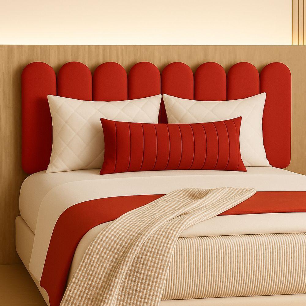 Cabeceira Queen Size Nuvem Pratica E Moderna 8 Placas 60cm Vermelho - 5