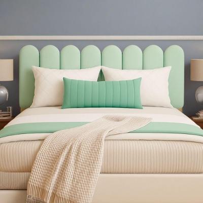 Cabeceira Design Nuvem 60x20cm Queen Size 8 Placas Em Suede Verde Claro