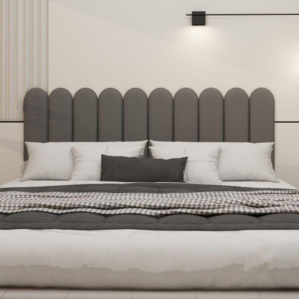 Cabeceira Nuvem Suede King Size Com 10 Placas Macias De 60cm Chumbo - 5