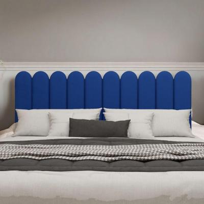 Cabeceira Design Nuvem 20x60cm King Size 10 Placas Em Suede Azul Marinho