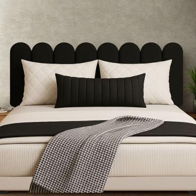 Cabeceira Design Nuvem 60x20cm Queen Size 8 Placas Em Suede Preto