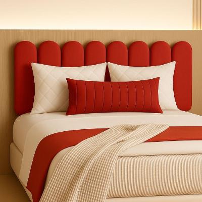 Cabeceira Nuvem Suede Queen Size Com 8 Placas Macias 60x20cm Vermelho