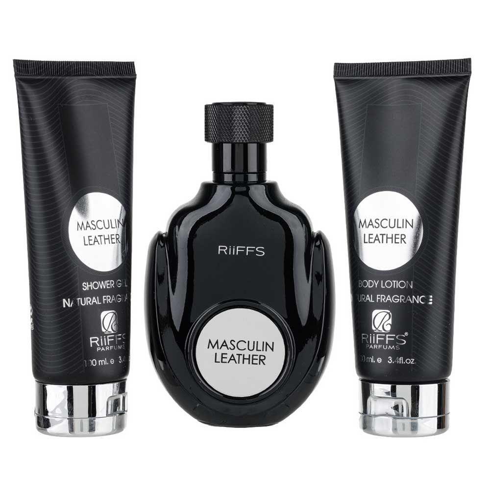 Kit Perfume Masculin Leather Riffs Edp Masculino 100ml+ Shower 100ml + Body Lotion 100ml - 1