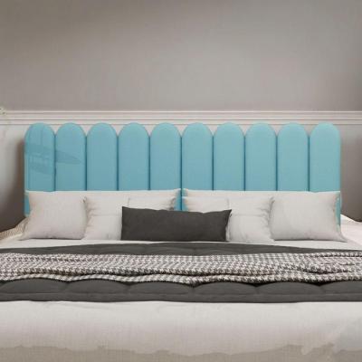 Cabeceira Design Nuvem 20x60cm King Size 10 Placas Em Suede Azul Bebe