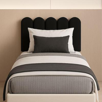 Cabeceira Nuvem Suede Solteiro Com 5 Placas Macias De 60cm Preto