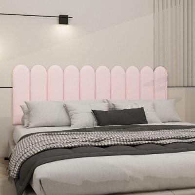 Cabeceira Nuvem Suede King Size Com 10 Placas Macias De 60cm Rosa Bebe