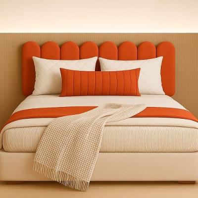 Cabeceira Nuvem Estofada Queen Size 8 Placas Em Suede 45cm Terracota