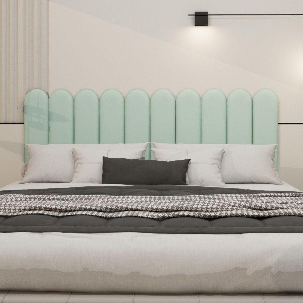 Cabeceira King Size Nuvem Pratica E Moderna 10 Placas 60cm Verde Claro - 1