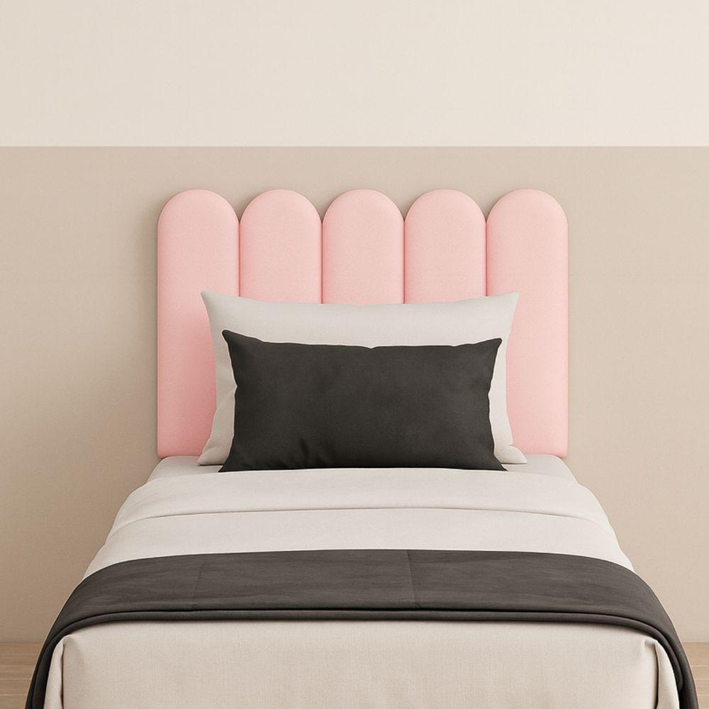Cabeceira Solteiro Nuvem Pratica E Moderna Com 5 Placas 60cm Rosa Bebe - 1