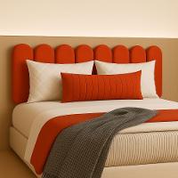 Cabeceira Queen Size Design Nuvem 45x20cm 8 Placas Em Suede Terracota - 1