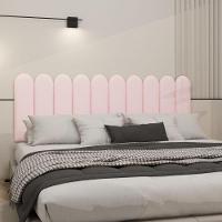 Cabeceira King Size Design Nuvem 45cm 10 Placas Em Suede Rosa Bebe - 1