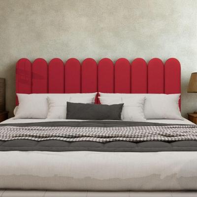 Cabeceira Design Nuvem 20x60cm King Size 10 Placas Em Suede Vermelho