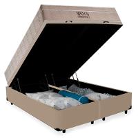 Cama Box Baú Queen Suede Bipartido + Colchão Ortobom Airtech Molas Ensacadas 158x198x65 Bege - 6