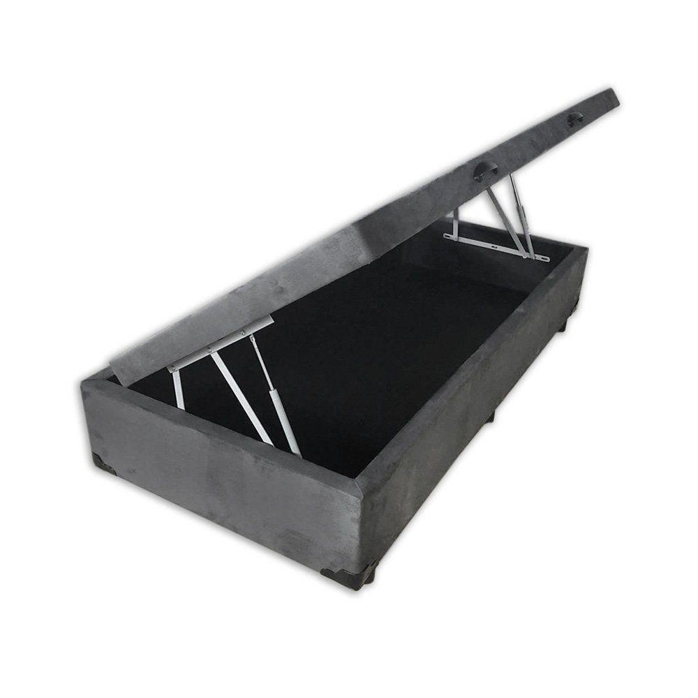Cama Box Baú Solteirão Loja Xerife Suede Cinza 41x96x203 - 1