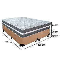 Cama Box Casal Bipartido Sintético + Colchão Anjos Black Graphite Molas Ensacadas 138x188x64cm Bege - 3