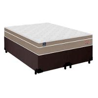 Cama Box Casal Bipartido Suede + Colchão Lis Molas Ensacadas Plumatex 138cm Marrom - 1