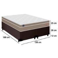 Cama Box Casal Bipartido Suede + Colchão Lis Molas Ensacadas Plumatex 138cm Marrom