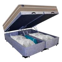 Cama Box Baú Casal Bipartido Suede + Colchão Lis Molas Ensacadas Plumatex Cinza - 5