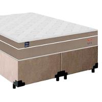 Cama Box Casal Bipartido Suede + Colchão Lis Molas Ensacadas Plumatex 138x188x64cm Bege - 5