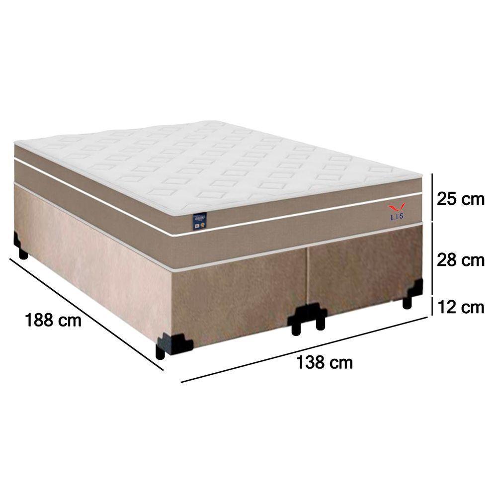 Cama Box Casal Bipartido Suede + Colchão Lis Molas Ensacadas Plumatex 138cm Bege - 4