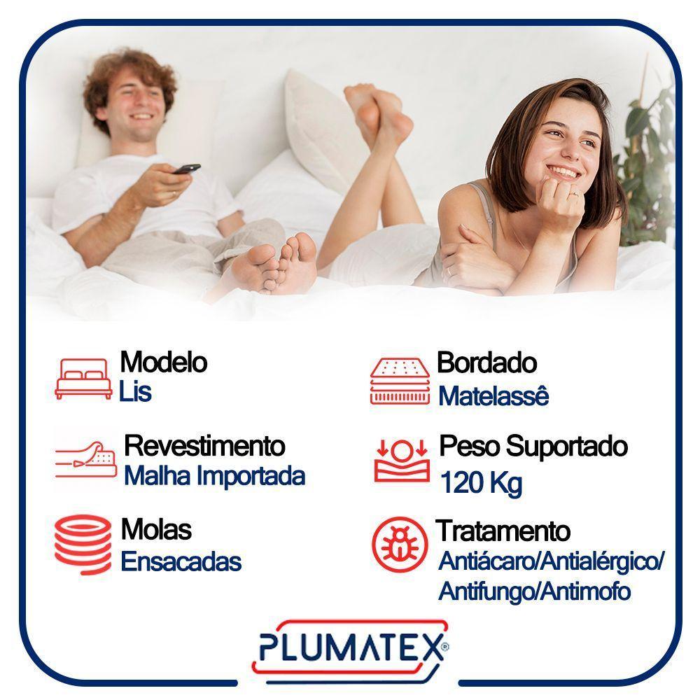 Cama Box Casal Suede + Colchão Lis Molas Ensacadas Superpocket Plumatex Bege - 3