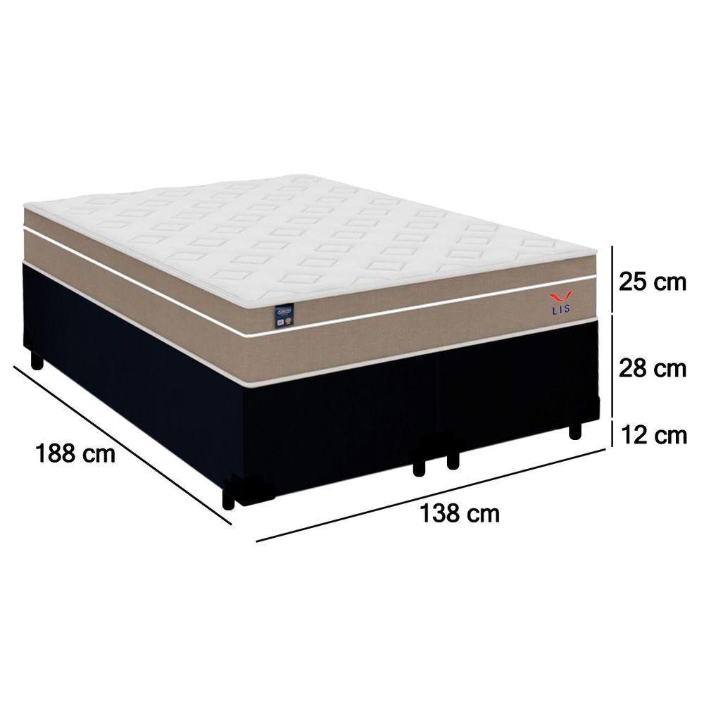 Cama Box Casal Bipartido Suede + Colchão Lis Molas Ensacadas Plumatex 138cm Preto - 4