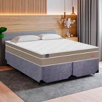 Cama Box Casal Bipartido Suede + Colchão Lis Molas Ensacadas Plumatex 138cm Cinza - 2