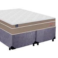 Cama Box Casal Bipartido Suede + Colchão Lis Molas Ensacadas Plumatex 138cm Cinza - 5