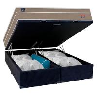 Cama Box Baú Casal Bipartido Suede + Colchão Lis Molas Ensacadas Plumatex 138cm Preto - 5