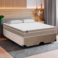 Cama Box Casal Bipartido Suede + Colchão Lis Molas Ensacadas Superpocket Plumatex - 2