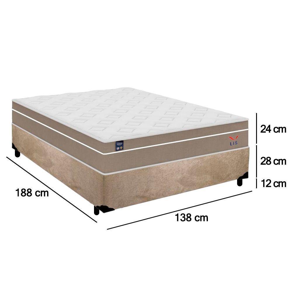 Cama Box Casal Suede + Colchão Lis Molas Ensacadas Plumatex 138cm Bege - 4